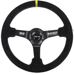 Nrg Reinforced Steering Wheel Rst 036mb S Y Boost Us - Black Racing Steering Wheel, HD Png Download PNG image with transparent background