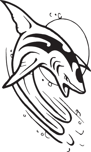 Black, Sun, White, Shark, Jumping, Waves, Wave - Black And White Shark Logo Vector PNG image with transparent background