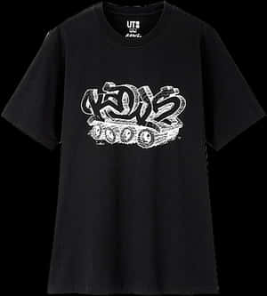 Black T Shirt Graffiti Tank Graphic PNG image with transparent background