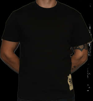 Black T Shirt Model Tattoo PNG image with transparent background