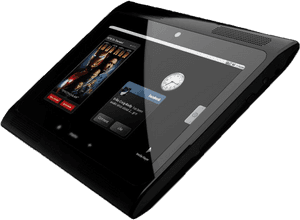 Black Tabletwith Clockand Apps PNG image with transparent background