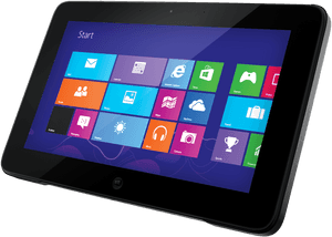 Black Tabletwith Colorful Tiles Display PNG image with transparent background