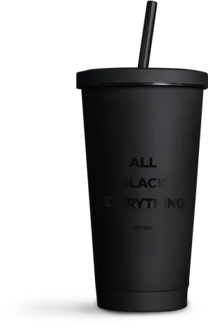 Black Tumbler With Text Design PNG Image