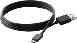 Black U S B Cablewith Micro U S B Connector PNG Image