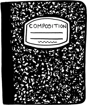 Black White Composition Notebook Clipart PNG Image