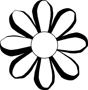 Black White Daisy Graphic PNG with transparent background