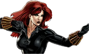 Black Widow Action Pose PNG Image