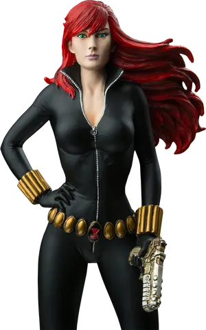 Black Widow Action Pose PNG Image