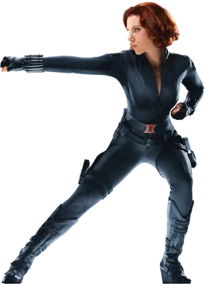 Black Widow Action Pose PNG Image