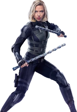 Black Widow Action Pose PNG Image