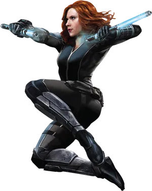 Black Widow Action Pose PNG Image