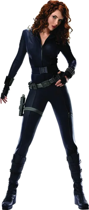 Black Widow Action Pose PNG Image