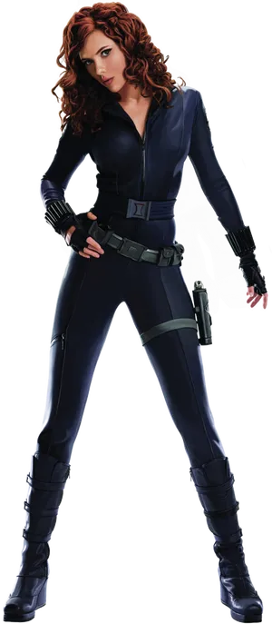 Black Widow Action Pose PNG Image