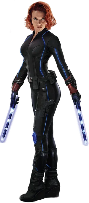 Black Widow Action Pose PNG Image