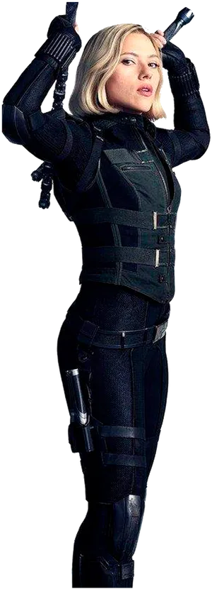 Black Widow Action Pose PNG Image