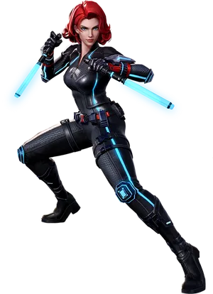 Black Widow Action Pose PNG Image