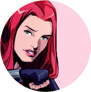 Black Widow Comic Art Portrait PNG Image