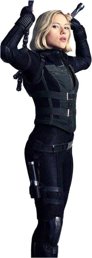 Black Widow Readyfor Action PNG Image