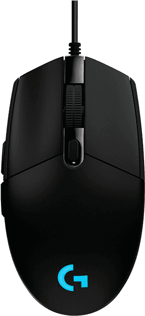 Black Wired Gaming Mouse PNG with transparent background