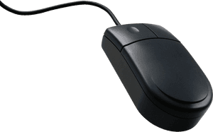 Black Wired Optical Mouse PNG image with transparent background