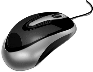 Black Wired Optical Mouse PNG