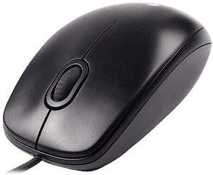 Black Wired Optical Mouse PNG image with transparent background