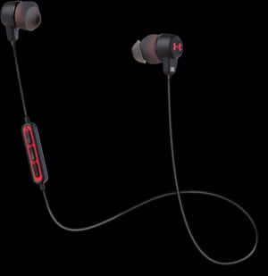 Black Wireless Earbudswith Inline Control PNG image with transparent background