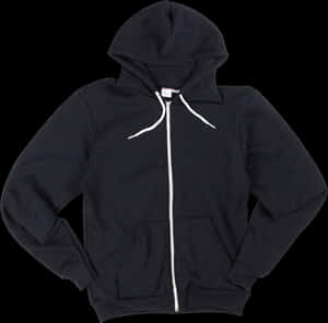 Blank Black Hoodie Png - Black Zip Up Hoodie Png, Transparent Png PNG