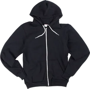 Black Zip Up Hoodie Isolated PNG Image