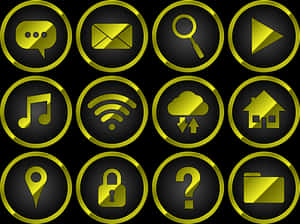 Blackand Gold Web Icons Set PNG with transparent background