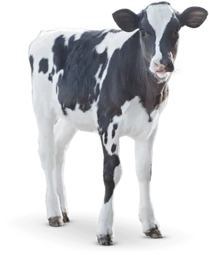 Blackand White Calf Standing PNG Image