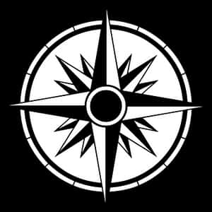 Blackand White Compass Design PNG image with transparent background