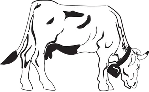 Blackand White Cow Illustration PNG Image