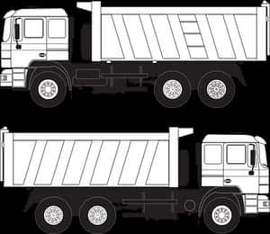 Blackand White Dump Truck Illustration PNG image with transparent background