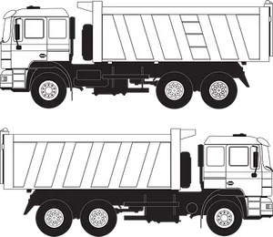 Blackand White Dump Truck Illustration PNG Image