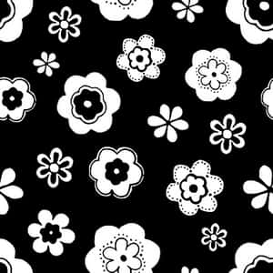 Blackand White Floral Pattern PNG image with transparent background