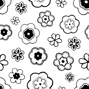 Blackand White Floral Pattern PNG Image