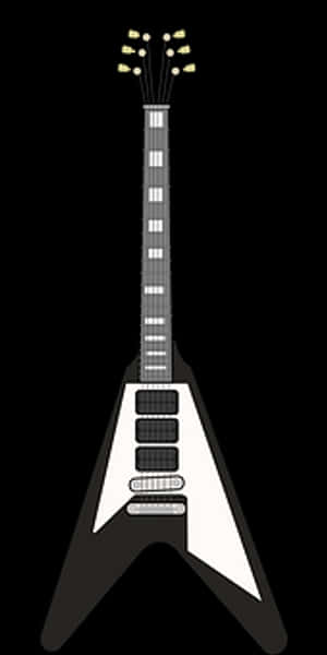 Blackand White Flying V Guitar PNG image with transparent background