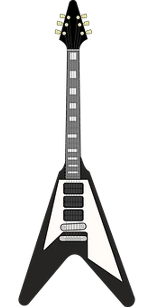 Blackand White Flying V Guitar PNG Image