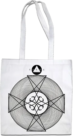 Blackand White Geometric Design Tote Bag PNG Image