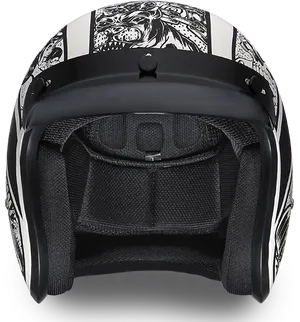 Blackand White Graphic Motorcycle Helmet PNG Image