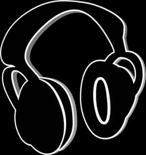Blackand White Headphones Outline PNG image with transparent background