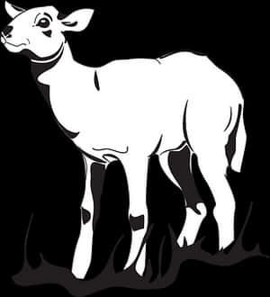 Blackand White Lamb Illustration PNG image with transparent background