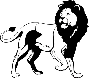 Blackand White Lion Illustration PNG Image