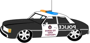 Blackand White Police Car Illustration.png PNG Image