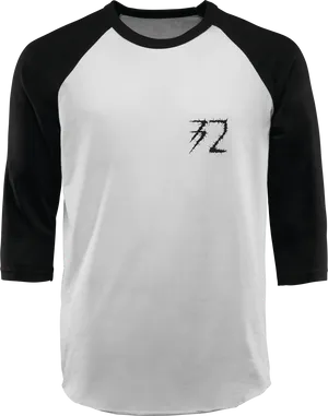 Blackand White Raglan Shirtwith Graphic72 PNG Image