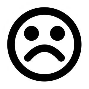 Blackand White Sad Face Icon PNG Image