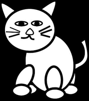 Blackand White Simple Cat Illustration PNG image with transparent background