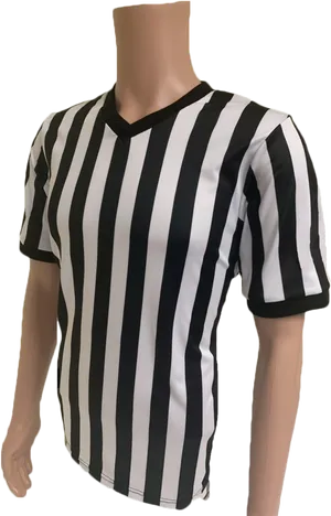 Blackand White Striped Referee Shirt PNG Image