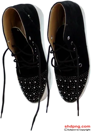 Blackand White Studded Sneakers PNG Image